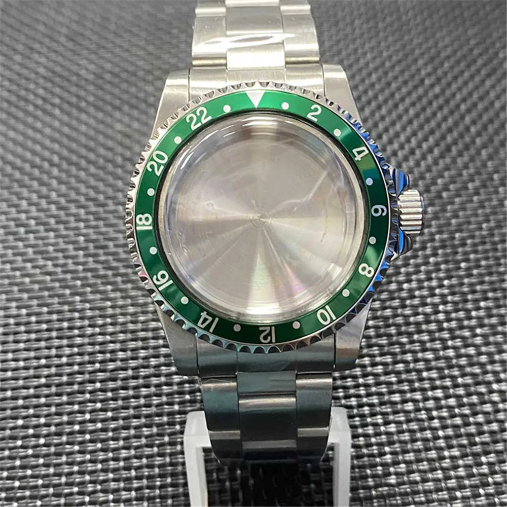 ​39.5mm Watch Case OysterSteel Strap GMT Bezel Toothed Ring Watch Accessories For NH35A/ NH36/ 4R36 Movement