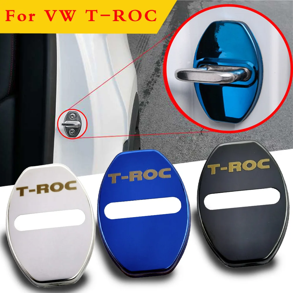 FLYJ 4PCS Car Door Lock Car sticker cover Protect Buckle Cover car Accessories interior For T-ROC r TROC R