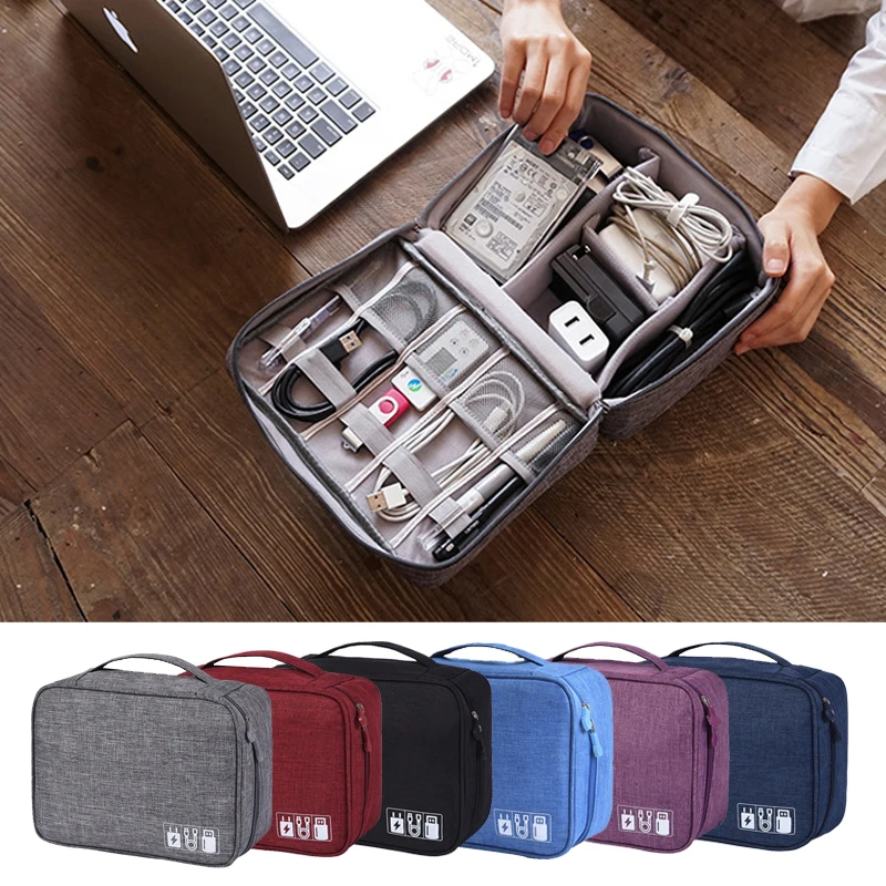 Digital Storage Bags Organizer USB Gadgets Cables Portable Wires Charger Power Battery Zipper Cosmetic Bag Case Accessories Item