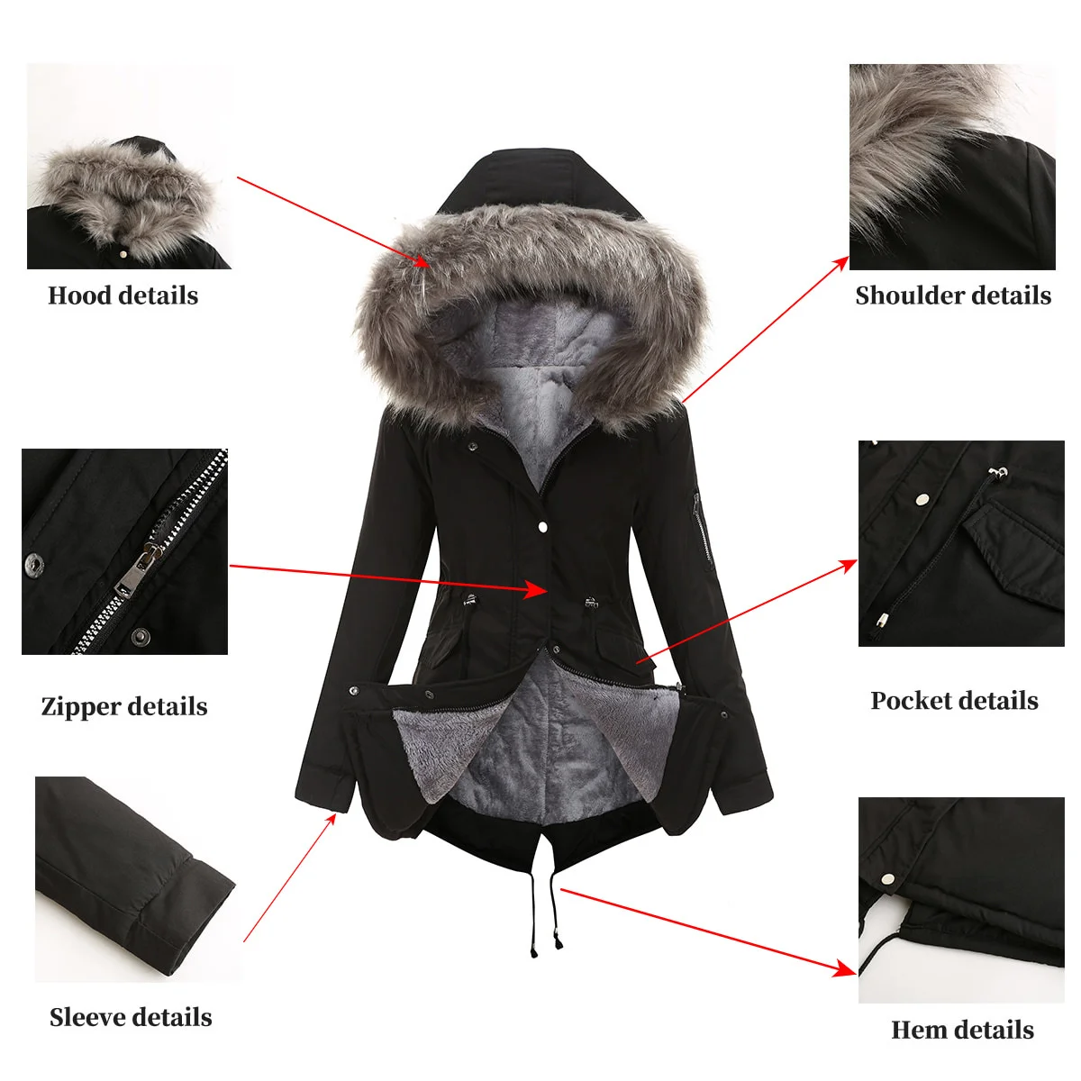 New Plus Size Winter Clothes Women's Hooded Faux Fur Jacket Thick Warm Plus Velvet Outwear 2024 Parkas Female Padded Coats
