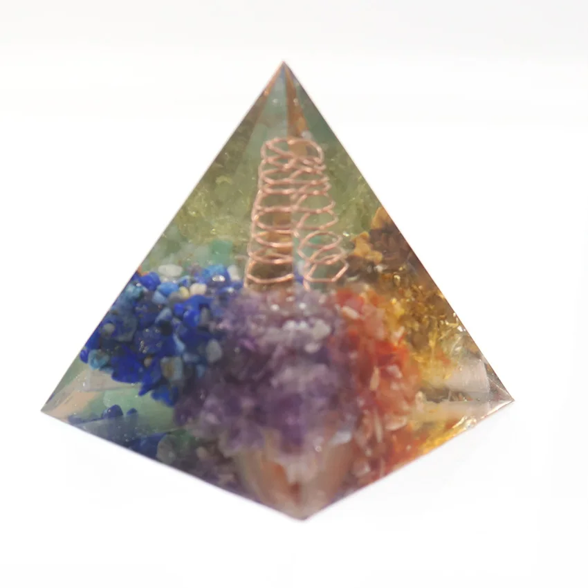 Reiki Orgonite Energy Orgon Pyramid Natural Stone Crystal White Selenite Gypsum Sticks 7 Chakra Resin Ornaments