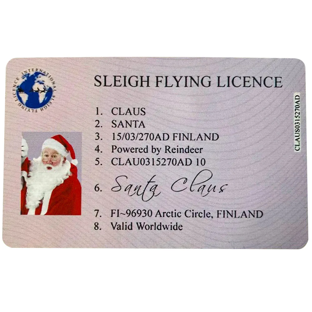 Creative Santa Claus Flight License Christmas Eve Driving Licence Christmas Gifts For Children Kids Christmas Tree Decoration