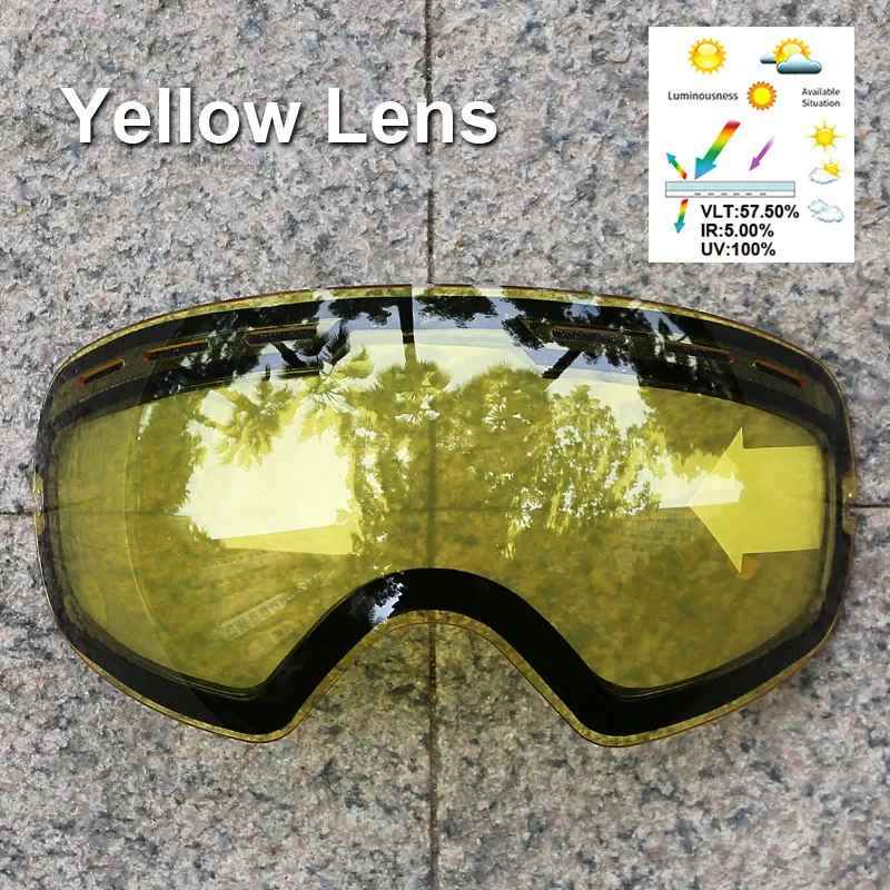 

PHMAX Normal Ski Goggles Lens Anti-Fog Replacement Lens Goggles Box Night Vision Yellow Lens Multiple Colors Goggle Lens