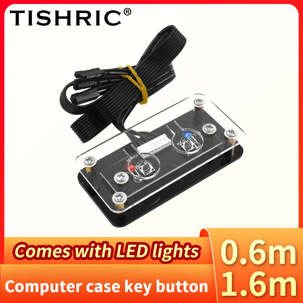 TISHRIC Transparent Acrylic Computer External Power Switch Power Button Restart Button Computer PC Case Power Supply Button