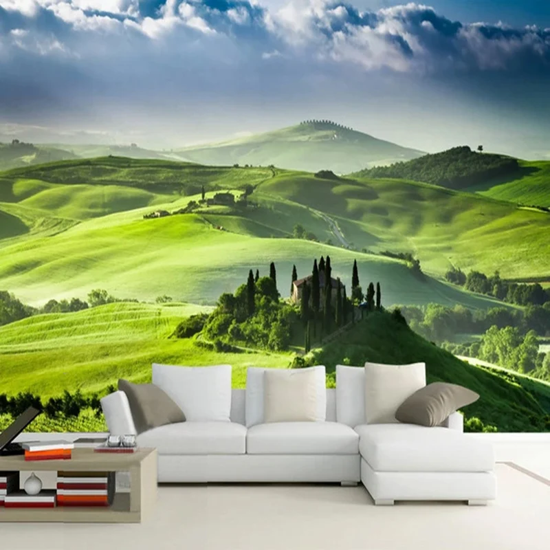 Custom Mural Wallpaper 3D Green Grassland Nature Scenery Wall Painting Living Room TV Sofa Study Background Decor papier peint