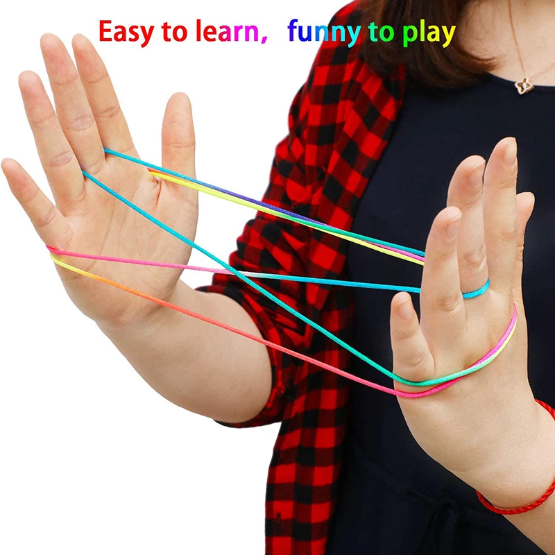 Rainbow Color Cradle String Finger Games Classic Rope Thread Toy Ropes Hand  String Puzzle Game Create Toy Supplies