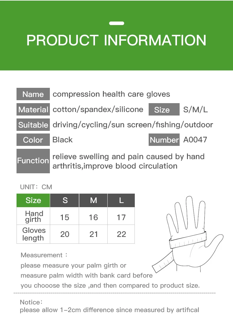 Magnetic Anti Arthritis Health Compression Therapy Gloves Rheumatoid Hand Pain Wrist Support Sports Safety Glove