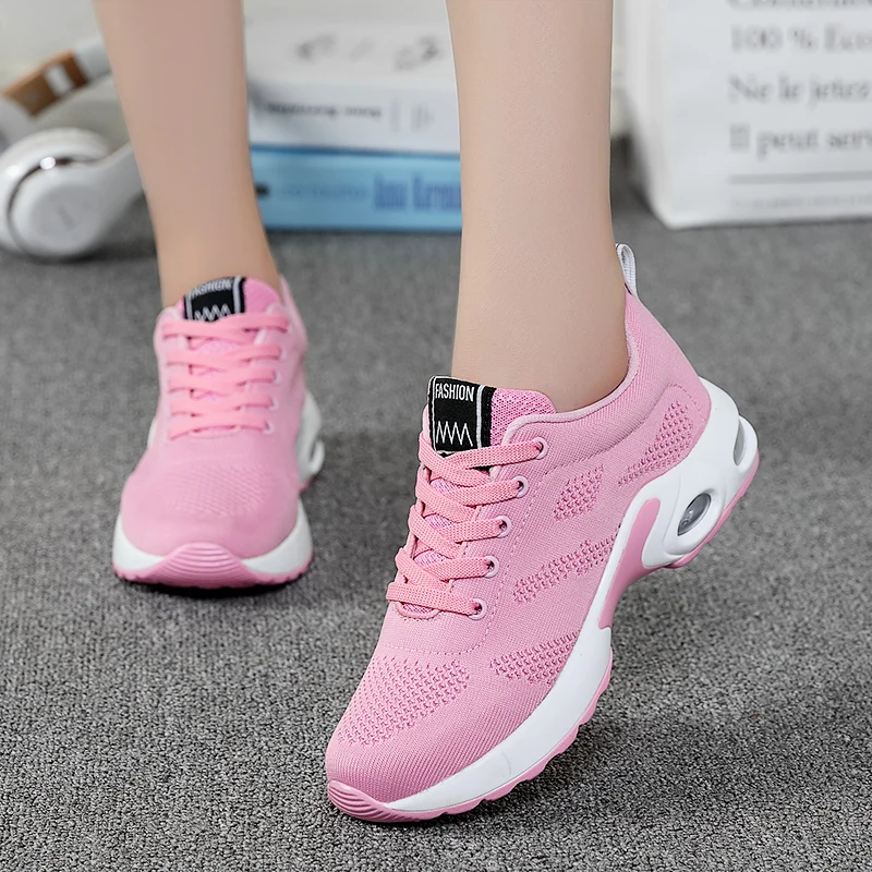 Fashion Women Lightweight Sneakers Running Shoes Outdoor Sports Shoes Breathable Mesh Comfort Running Shoes Air Cushion Lace Up