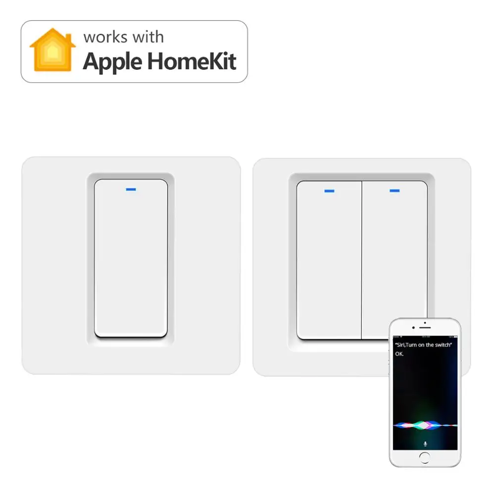 

Apple Homekit Original Wireless Smart Wall Switch 1 /2 /3 Gang Push Button Switch Siri Voice Control work with IOS Homekit