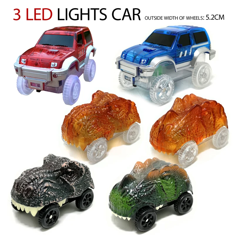 Coche de juguete electrónico con lámpara LED para niños, piezas de coche, pista de carreras con luces intermitentes, L003