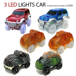 Dinosaur LED Lamp Electronic Car, Carros de brinquedo, Peças, Rail Racing Track, Luzes piscando, Brinquedos infantis, Presentes de carro, L003