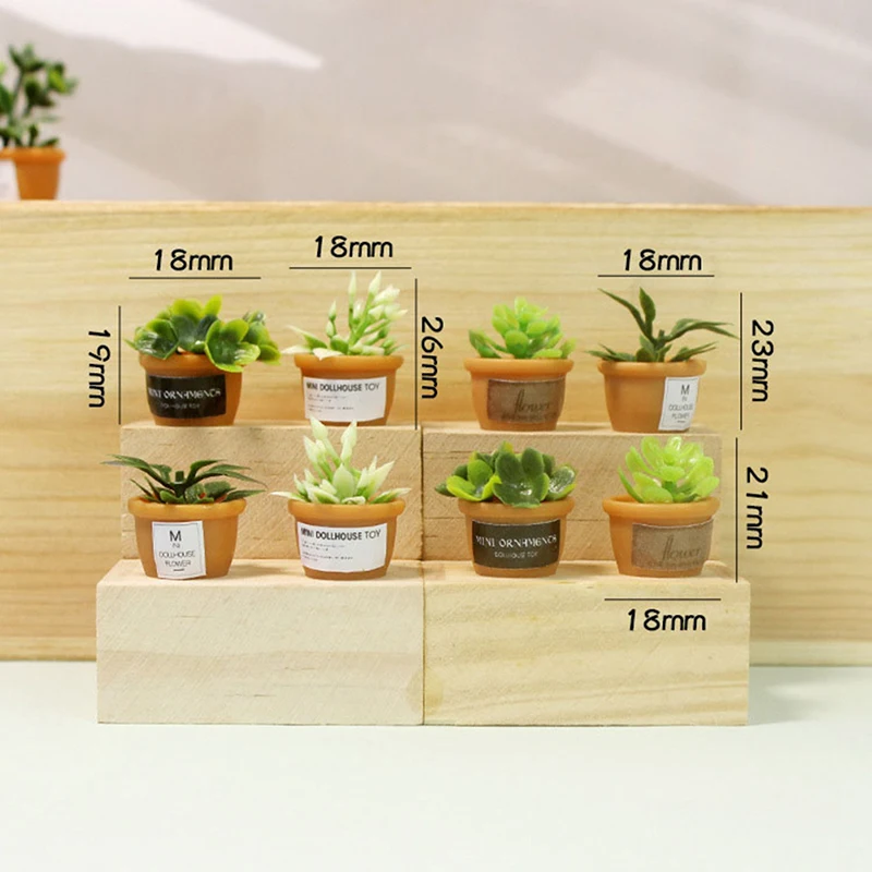 Mini pote para casa de bonecas, 4 unidades, 1:12 diy decoração da cozinha vaso de plantas