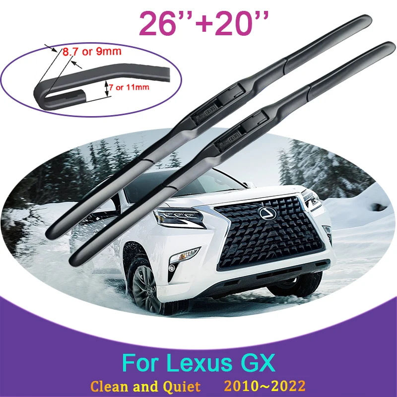 for Lexus GX 2010 2011 2012 2013 2014 2015~2022 Frameless Rubber Wiper Snow Scraping Front Windshield Brushes Car Accessories