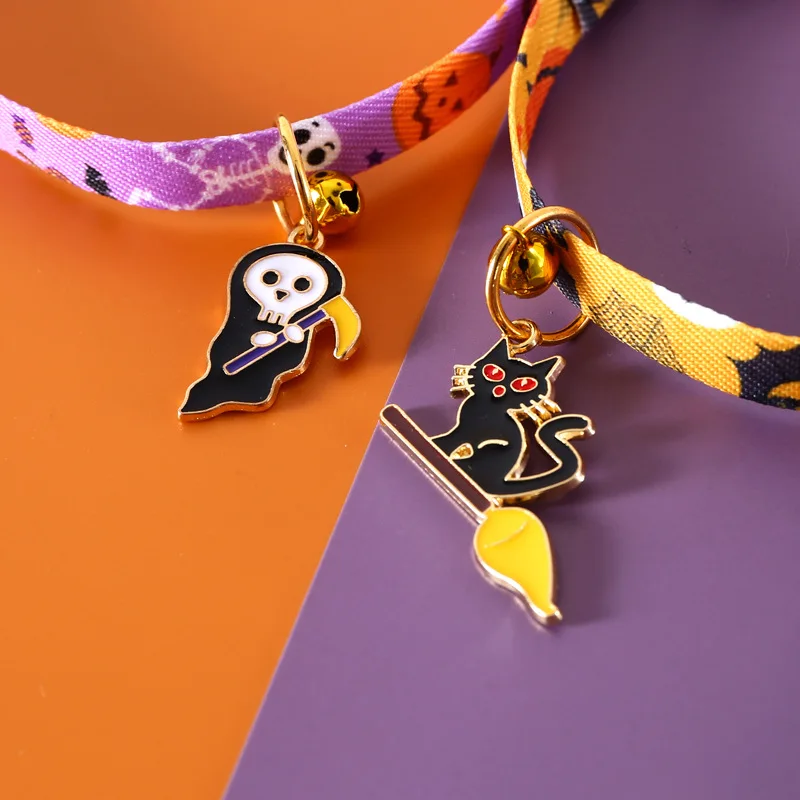 cat collar  pet collar  Halloween themed collar cat collars  cat collar with bell  kitten collar