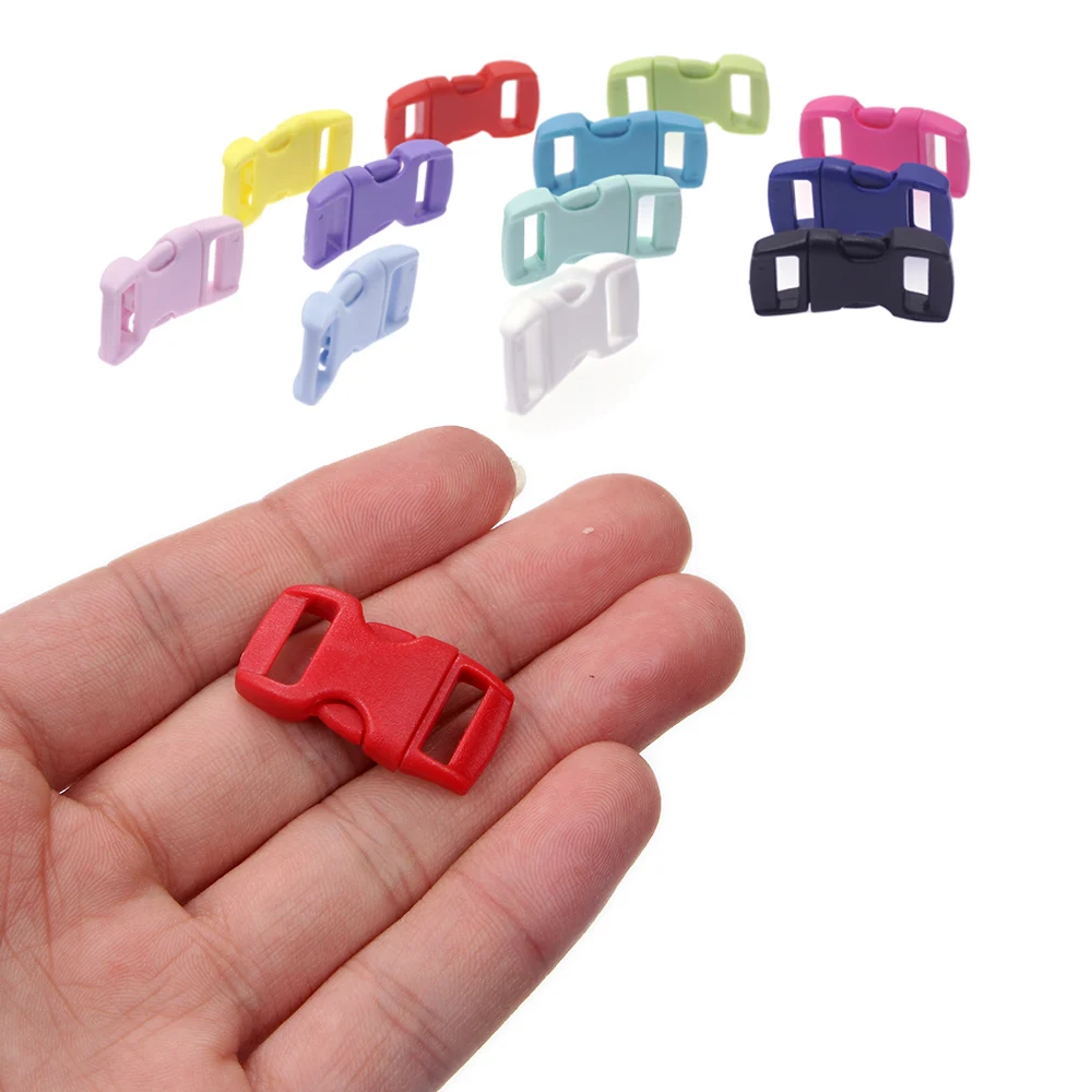 Sutoyuen 50pcs  3/8 Inch (10mm) Colorful Plastic Curved Buckle DIY Craft Webbing Release Buckle for Bracelets Baby Stroller