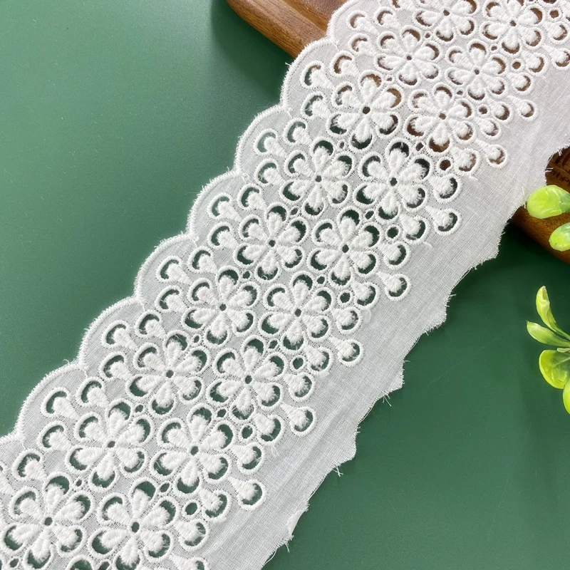 New Cotton Cloth Hollow Three-dimensional Flower Embroidery Flower Cuffs Lace Trimmings Decorative Lace Band 8.5cm Wide