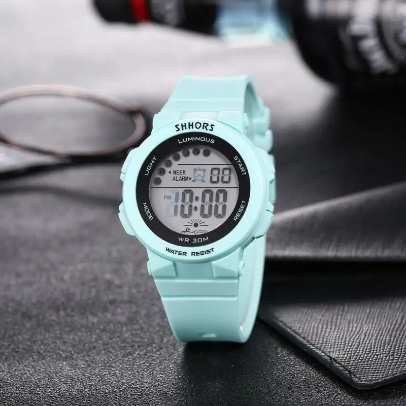 Shhors Fashion Sports Watch Women Led Digital Watches Pink Silicone Band Electronic Watches Cheap Price Dropshipping Reloj Mujer