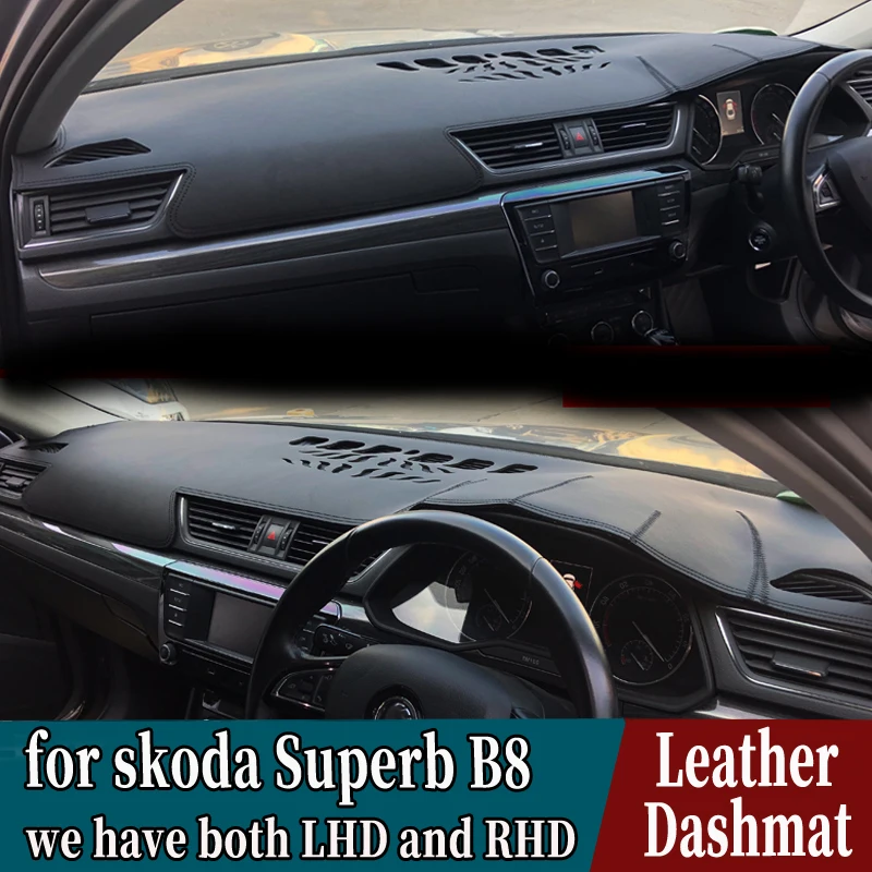 

PU Leather Dashmat Dashboard Cover Mat Carpet Car-Styling accessories for skoda Superb B8 2015 2016 2017 2018 2019 2020 RHD