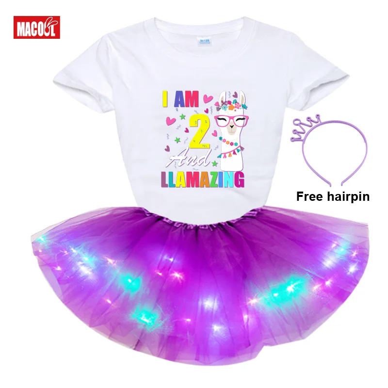 

Girl Birthday Tutu Dress Set Llamazing Birthday Tshirt Dress Girl Kids Dress Set Party Light Christmas Dress Little Girl Costume