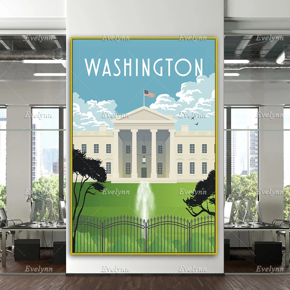 Washington Travel Retro Poster, Washington Poster, Washington Travel Print, Washington Wall Art, Home Decor Canvas Unique Gift