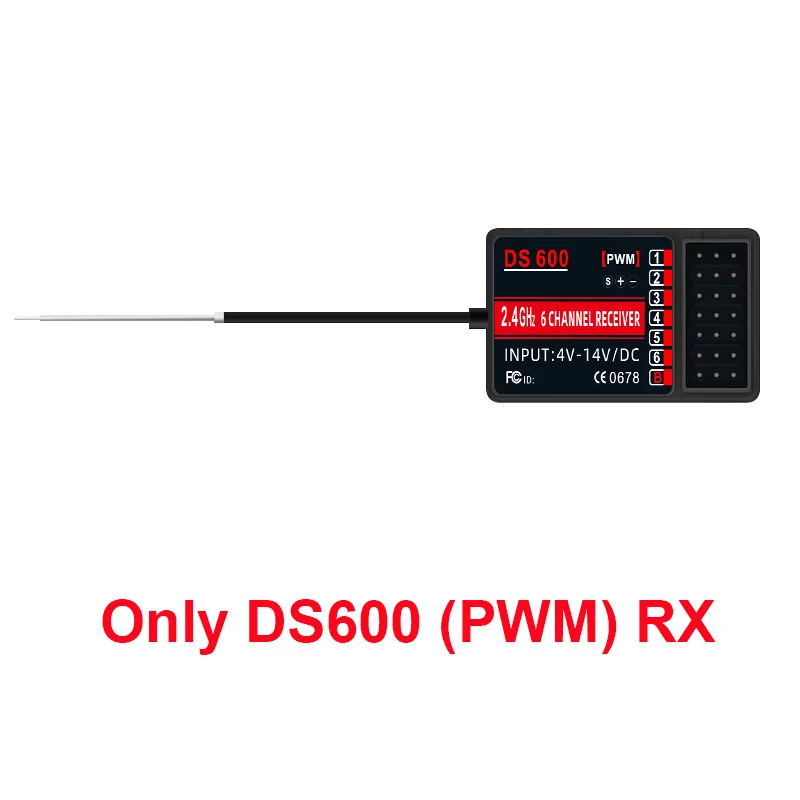 Hotrc DS-600 Télécommande émetteur et récepteur télécommandé 6 canaux 2,4 GHz avec récepteur DS 600 PWM 6 canaux pour Bateau RC (avec 2 récepteurs