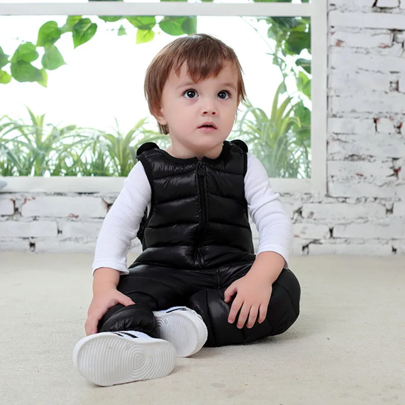 Boys Down Overalls Children Clothing Baby Outside Jumpsuit Winter Girls Romper Overalls Kids Thick Warm Windproof Clothes