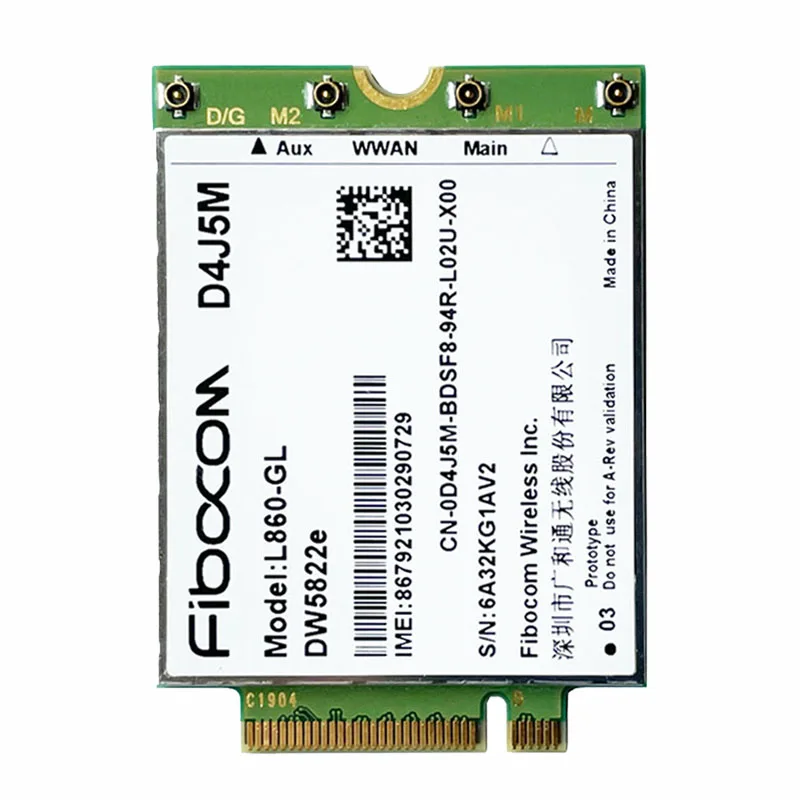 DW5822e L860-GL D4J5M 4G LTE Module 1Gbps Cat16  M.2 For dell Inspiron 7490 Dell Wireless 5822e Intel XMM 7560 LTE-A