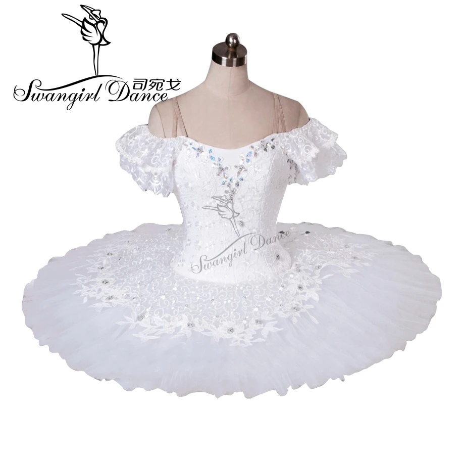 

Adult White Swan lake classical ballet Tutu woman Snow White Professional Ballet Tutus with flowersBT9001
