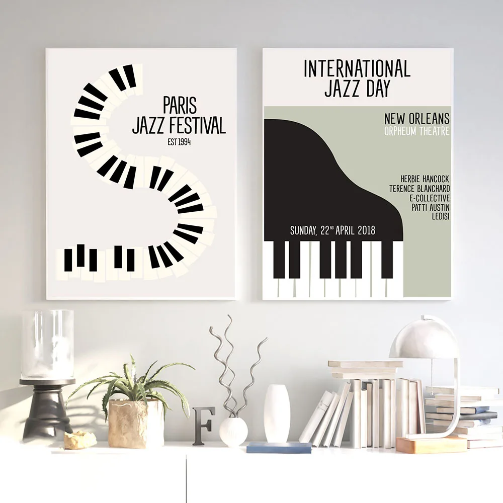 Vintage Galerie Leinwand Malerei Poster Bilder Musik Porträts Verschiedene Instrumente Jazz Klavier Saxophon für Schlafzimmer Home Decor