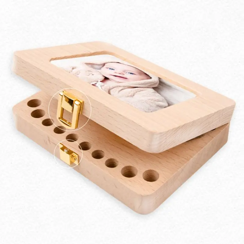 

Wooden Photo Frame Fetal Hair Deciduous Tooth Milk Teeth Storage Box Newborn Baby Souvenirs Gift