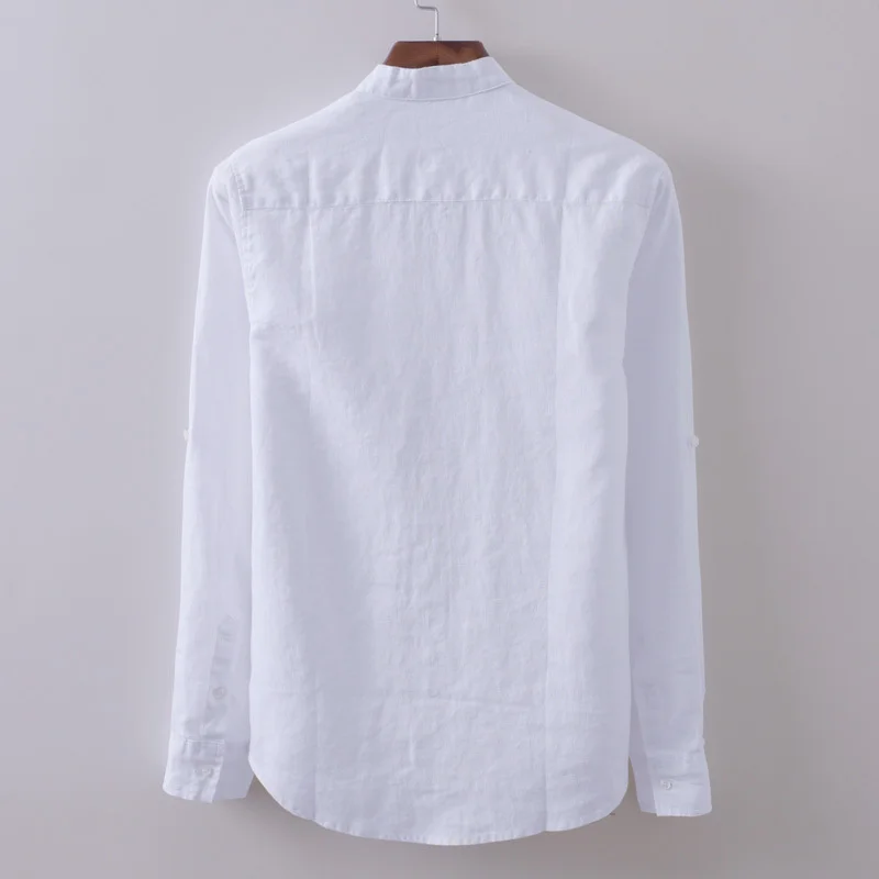 

Men Classic Breathable Cotton Linen Formal Dress Shirts Business Office Work Camisa masculina Long Sleeve Wedding White Shirt