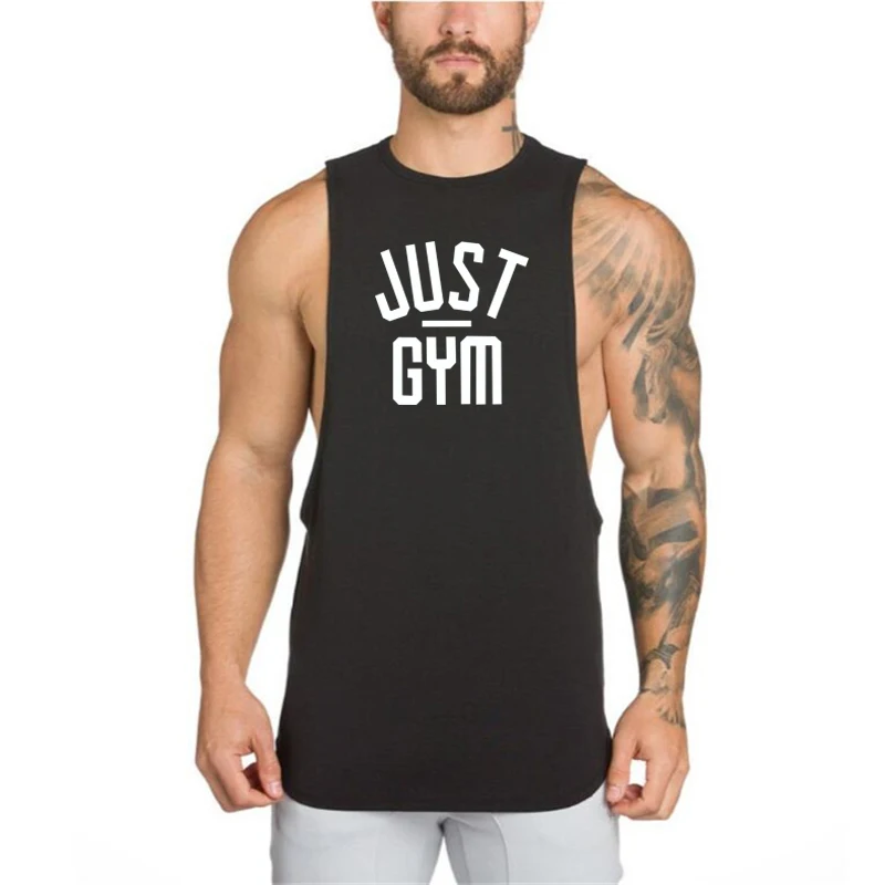 

Men Gym Fitness Running Vest Jogging Sports Bodybuilding Stringer Tank top man Cotton Sportswear Muscle Sleeveless T shirt