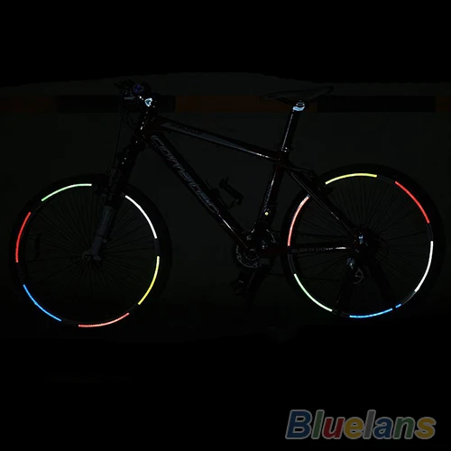 Bike Reflective Stickers Wheel Decals Reflective Tape Safety Strips Bicycle Wheel Stickers For Children Balance Bike 8 Stickers