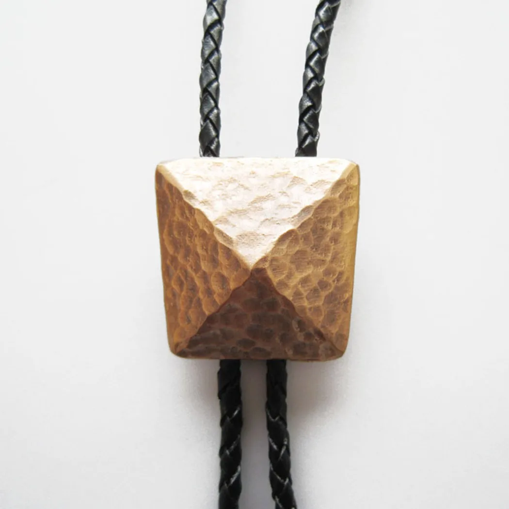 Vintage Gold Plated Geometric Patterns Bolo Tie Necklace Neck Tie