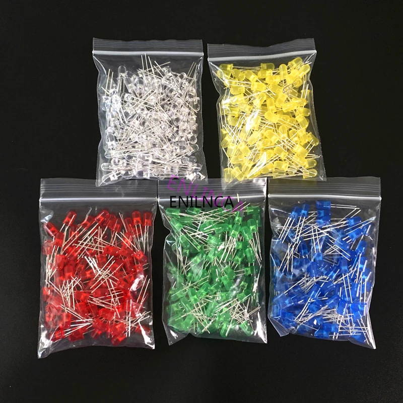 100pcs 5mm LED Diode 5 Mm Assorted Kit White Green Red Blue Yellow Orange Pink Purple Warm White DIY Light Emitting Diode