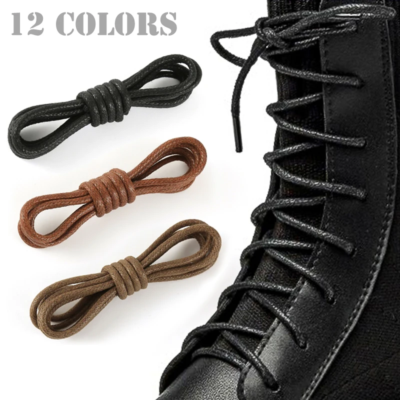 60-180CM 12Colors Waterproof Round Waxing Leather Shoelaces Classic Simple Soft All Match Boot Strings Laces