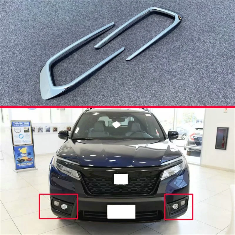 For Honda Passport 2019 2020 Car Styling Accessories ABS Chromed Front Fog Light Lamp Cover Trim Molding Garnish Sticker 2pcs