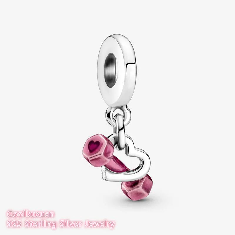 

Autumn Original 100% 925 Sterling Silver Dumbbell & Heart Dangle Charm beads Fits Pandora bracelets Jewelry Making