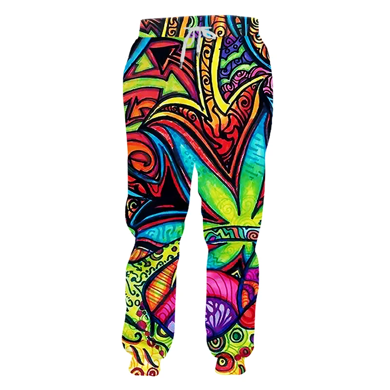 New Full-body Printed Color Leaf Psychedelic Sweatpants Men's 3D Harajuku Casual Pants Hip-hop Fashion Trousers CK03