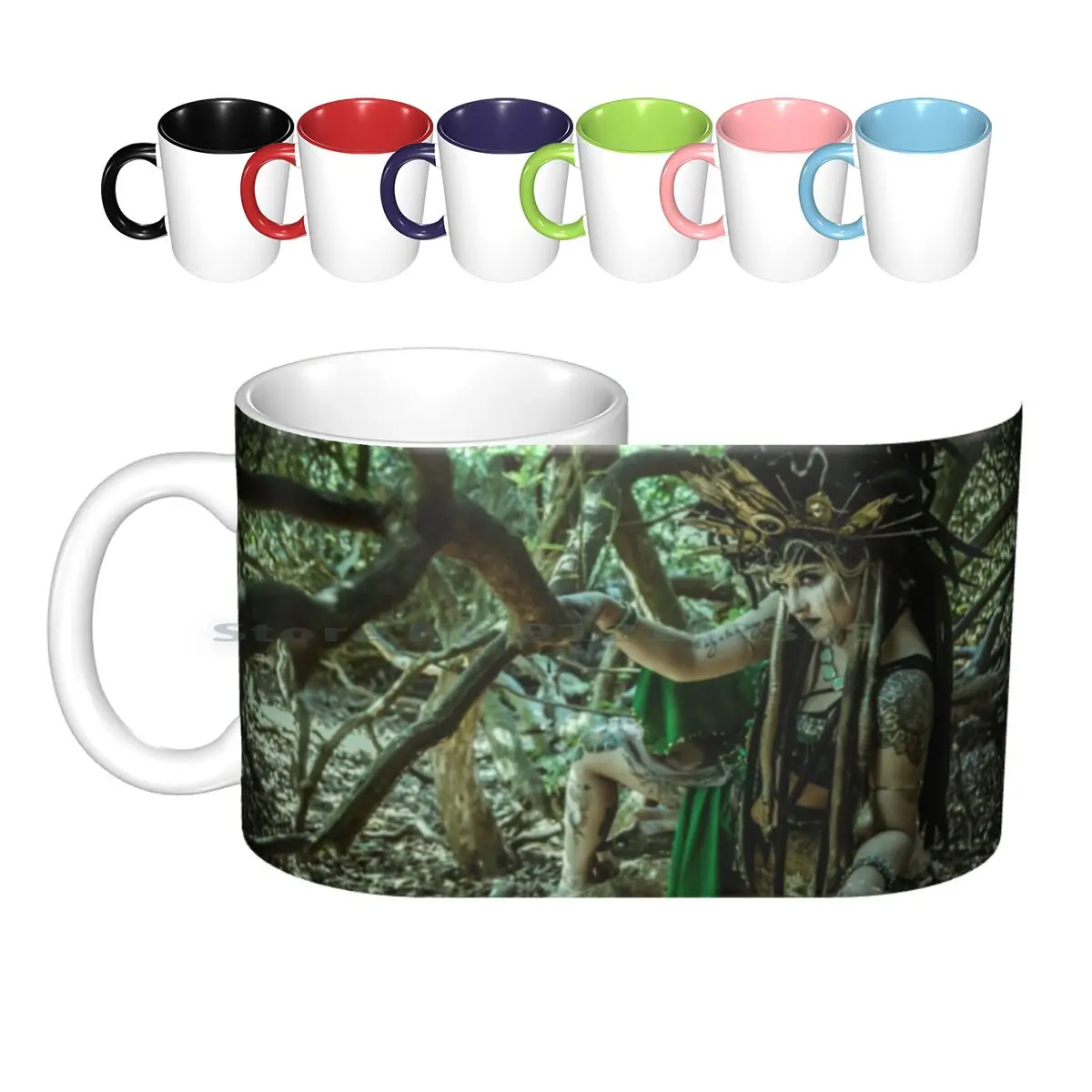 In The Jungle 3 Ceramic Mugs Coffee Cups Milk Tea Mug Jungle Greek Mythology Fantasy Gorgon Mythical Mystical Magical The