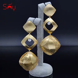 Sunny Jewelry Hanging Earrings Long Drop Dangle Earrings For Women Cubic Zirconia Round Face Earrings Trendy Jewelry Findings