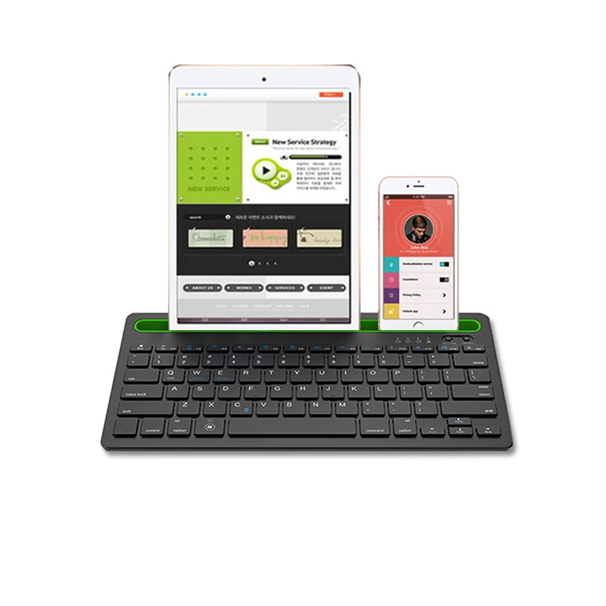 Bluetooth-compatitble Keyboard with Integrated Stand Rechargeable Multi-Device Portable Wireless Keyboard for Tablet Laptop
