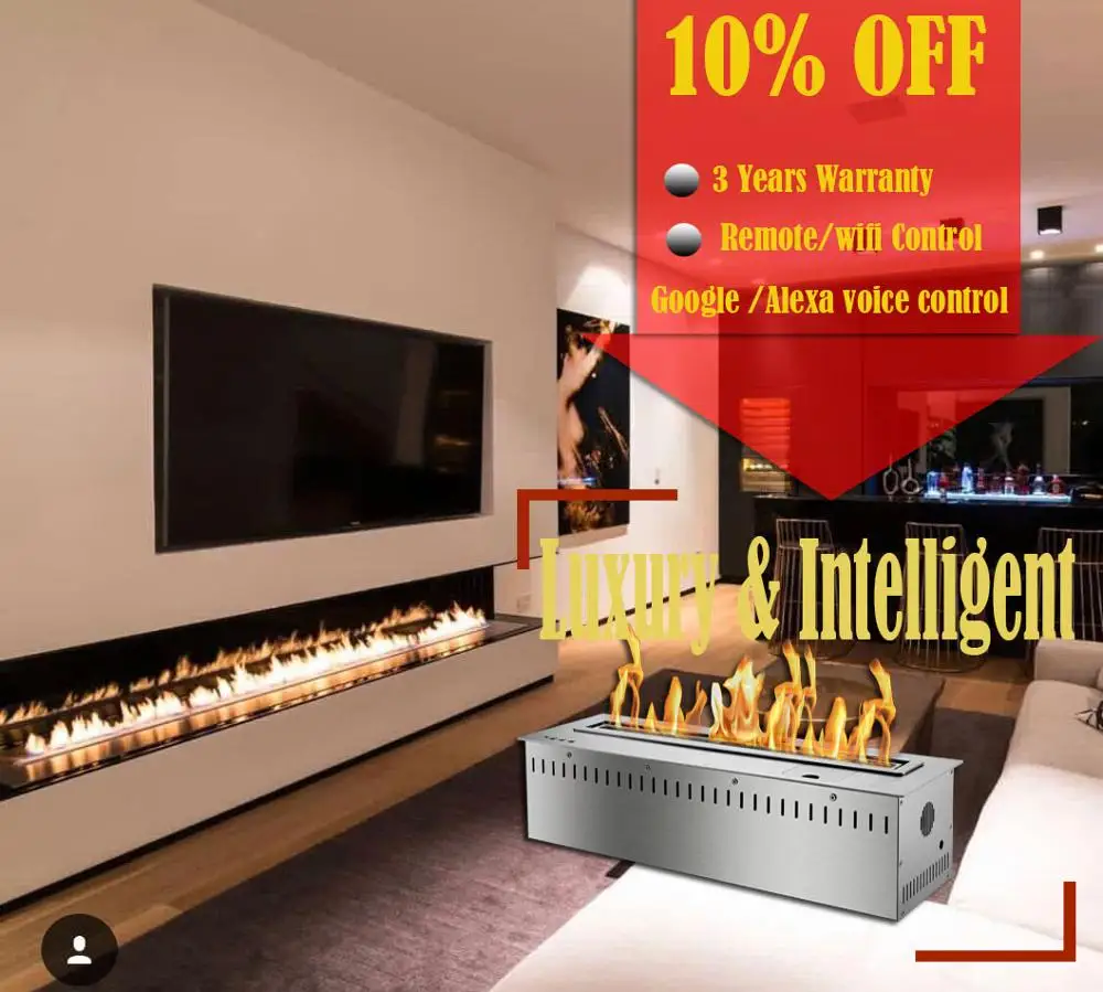 

Inno living 30 inch indoor ethanol burner Alexa Voice control stainless steel ethanol fireplace