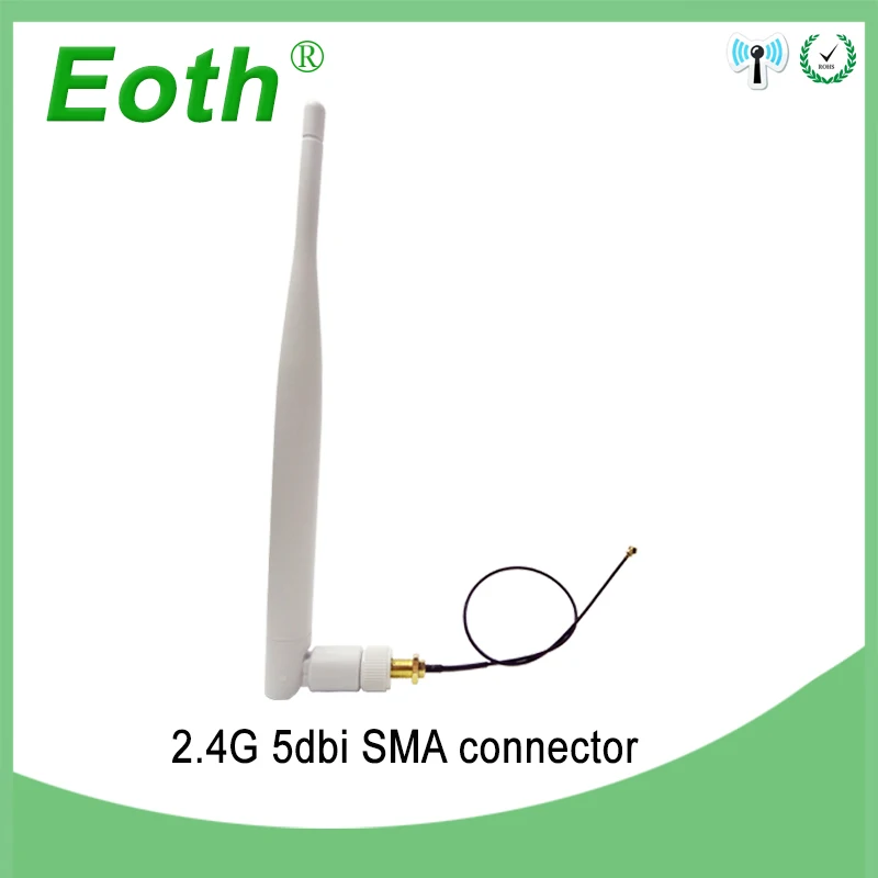 EOTH  2.4g antenna 5dbi sma male wlan wifi 2.4ghz antene IPX ipex 1 SMA female pigtail Extension Cable iot module antena