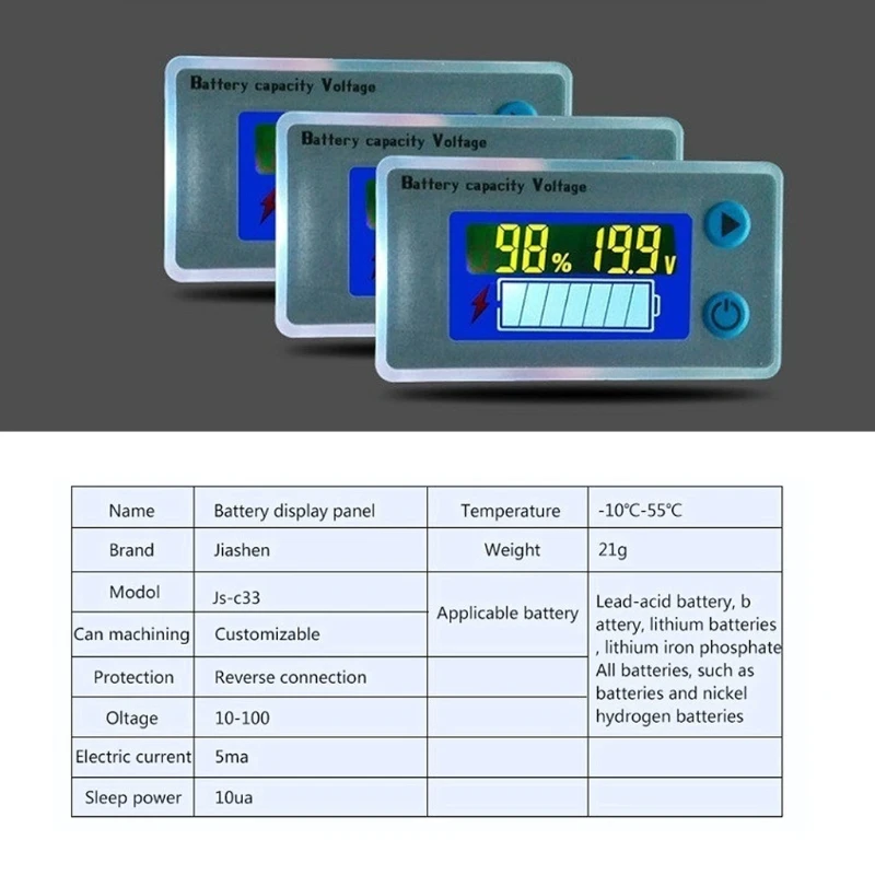 10-100V Universal Battery Tester Capacity Voltmeter Tester Charging System Analyzer with LCD Display Car Lead-acid Indicator