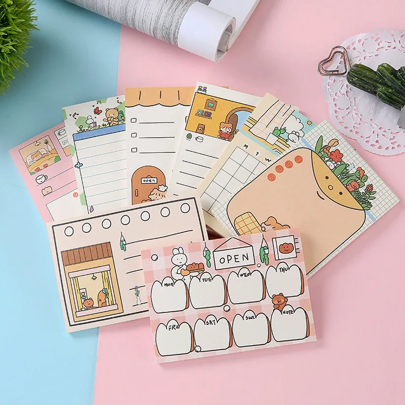 

SIXONE 50 Sheets Cartoon Girl Memo Pad Korea Student Diary Stationery Plan paper Kawaii notebook office & school supplies