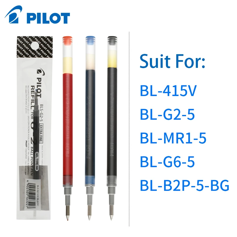 12pcs Japan PILOT BLS-G2 Gel Pen Refill 0.5mm Bullet Nib Black Red Blue