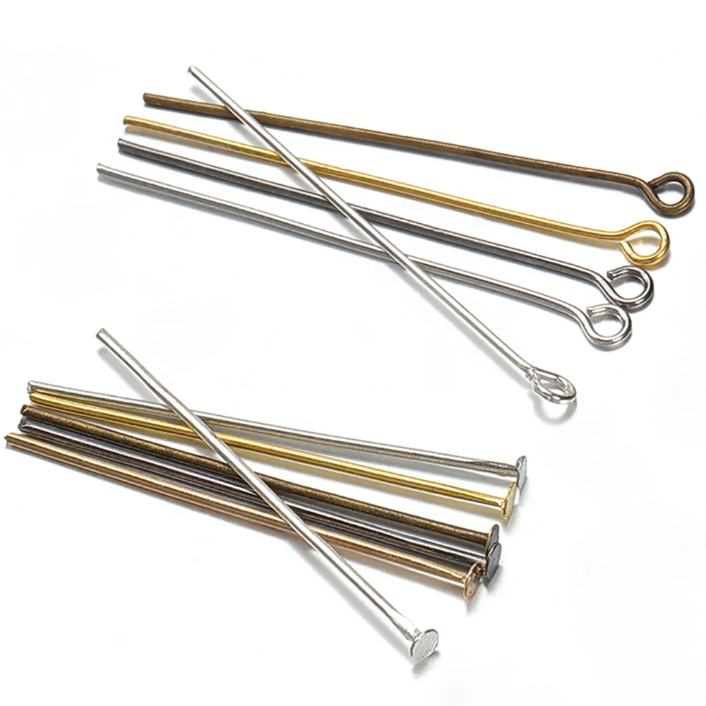 200pcs Flat Head Pins Eye Pins 20 25 30 35 40 45 50mm Connector Rod Findings For Jewelry Making Jewelry Diy Accessories Supplies