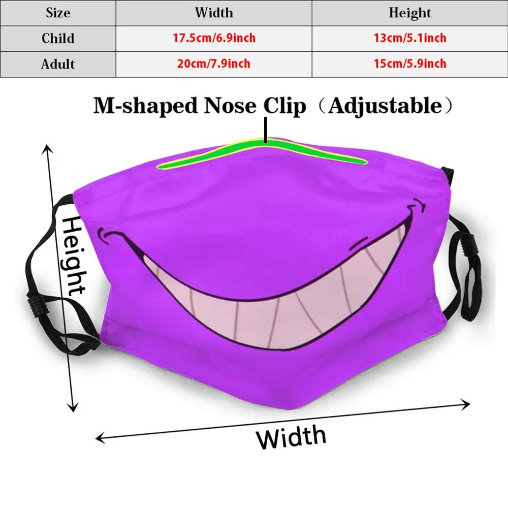 William Afton Mask Funny Print Reusable Pm2.368 Filter Face Mask Purple Guy Smiling Smile Creepy Scary Fnaf Five Nights At