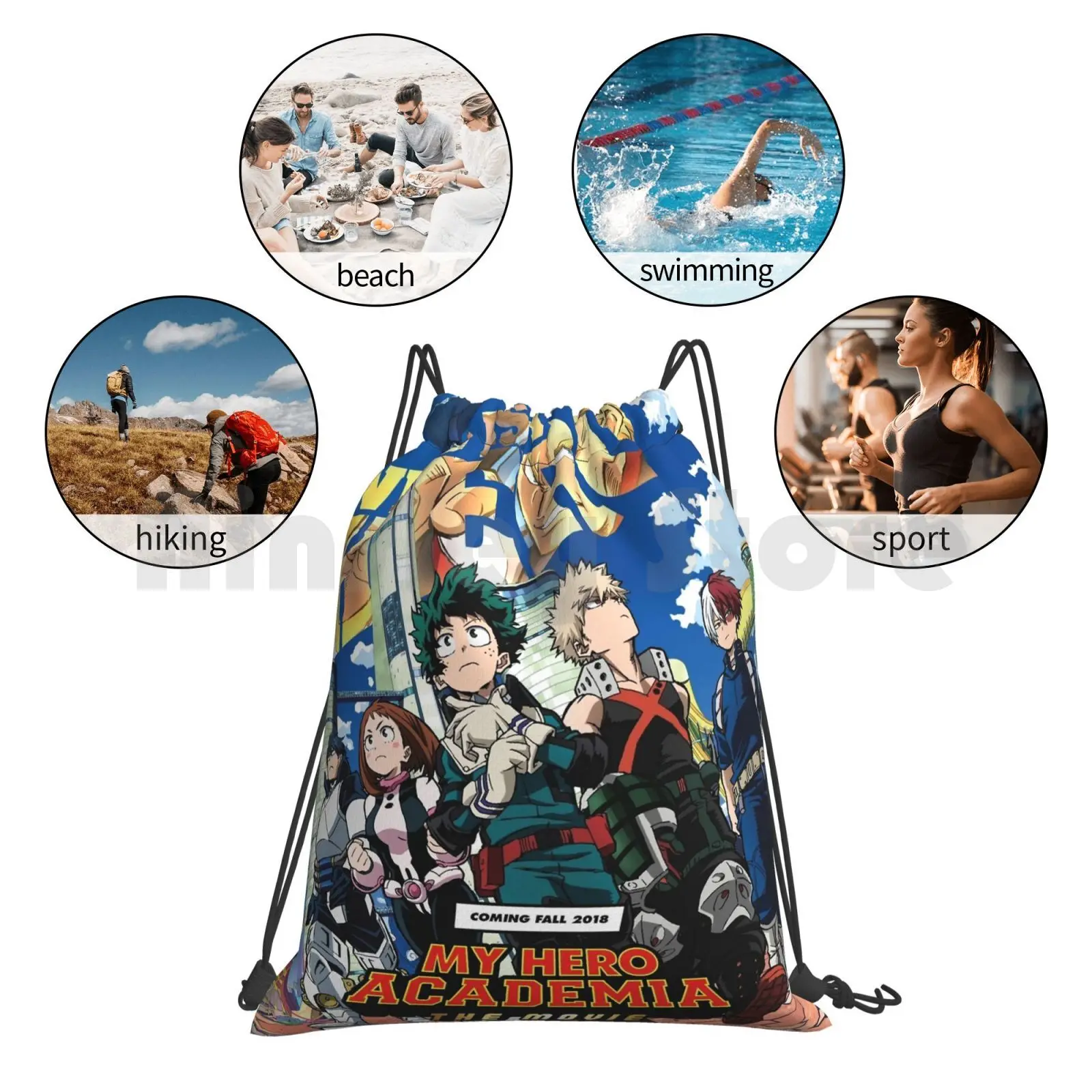 Backpack Drawstring Bags Gym Bag Waterproof Boku No Hero Academia Mha Anime All Might Bakugo Deku Midoriya Bakugou